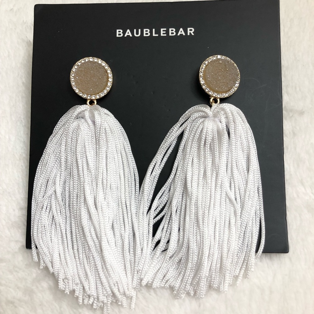 BaubleBar Druzy drop Earrings in white